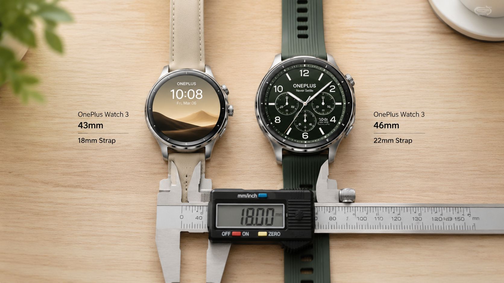 Image of OnePlus Watch 3 Band Size: 22mm or 18mm Fit Guide