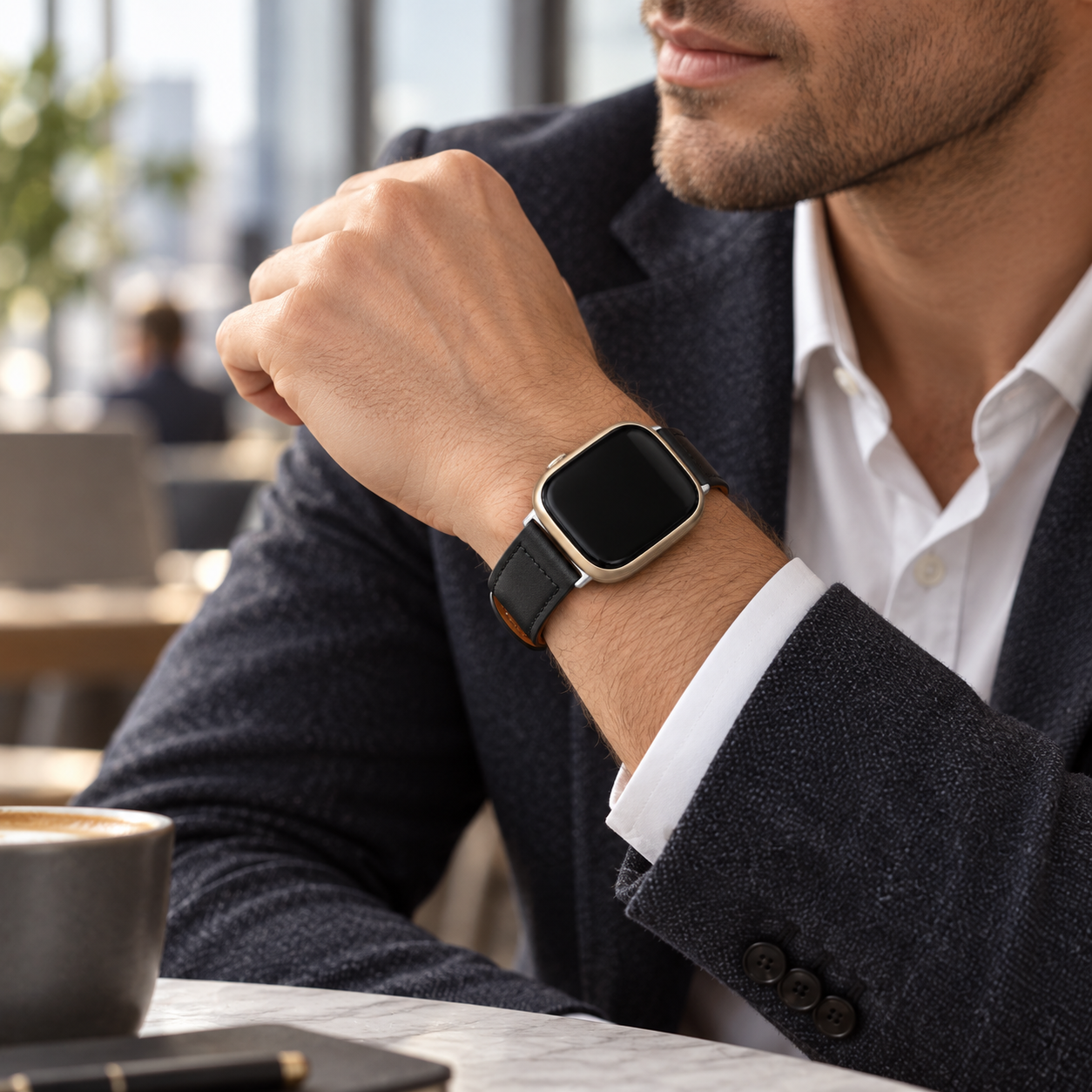 Image of Noren — Bracelet en cuir véritable — Fitbit Versa 3/4 et Sense 1/2