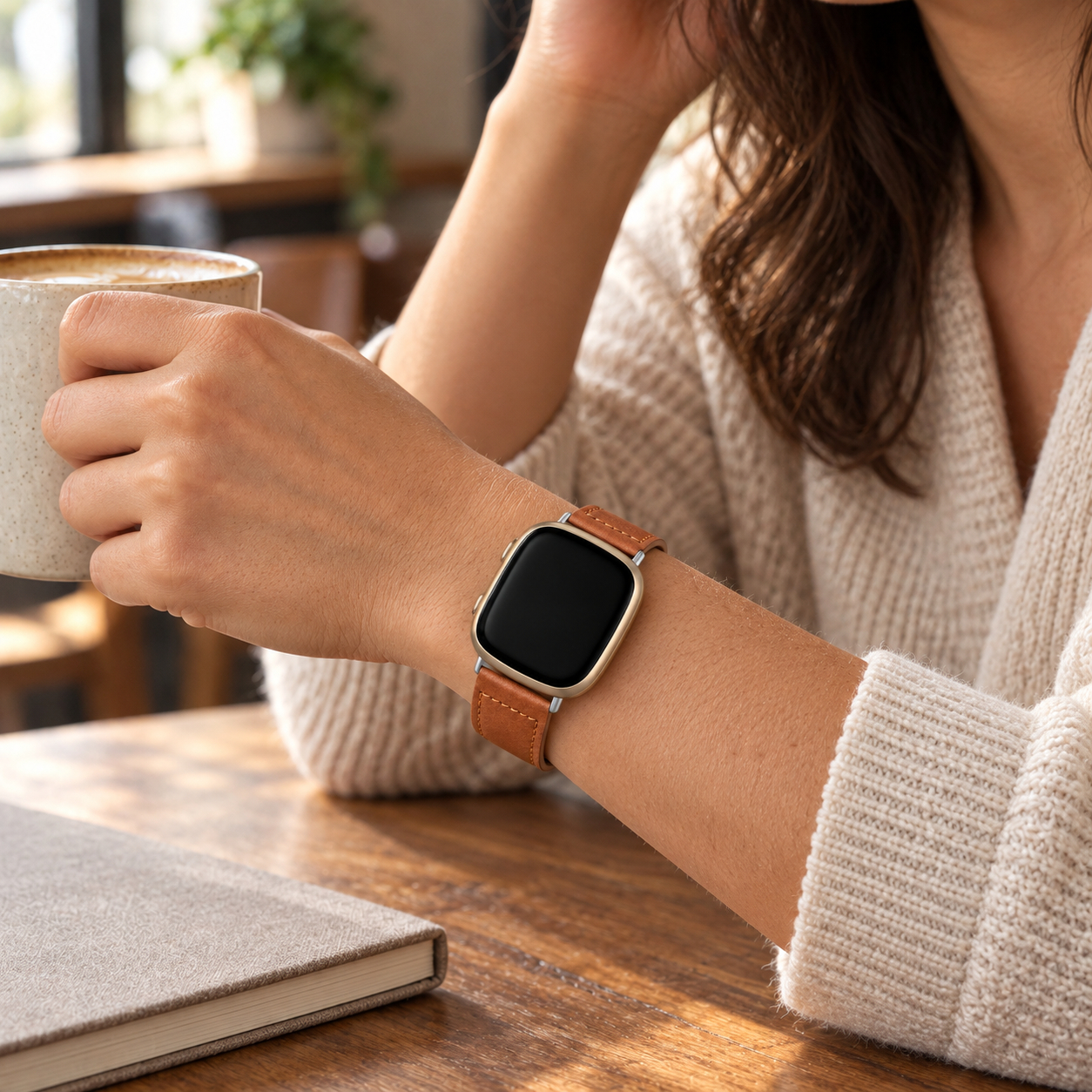 Image of Noren — Bracelet en cuir véritable — Fitbit Versa 3/4 et Sense 1/2