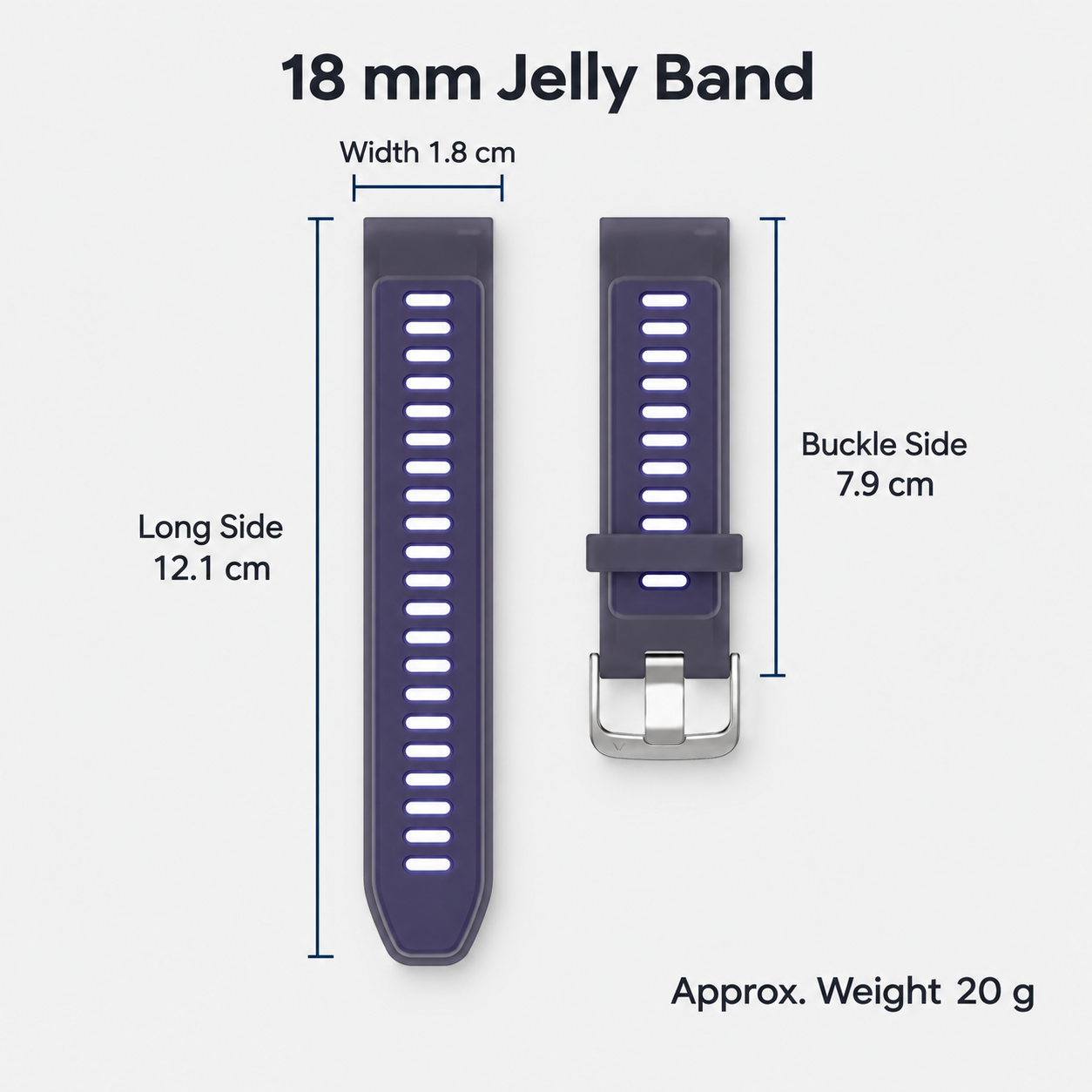 Image of Jelli jelly-style silicone sport band detail for Quick Release 22mm