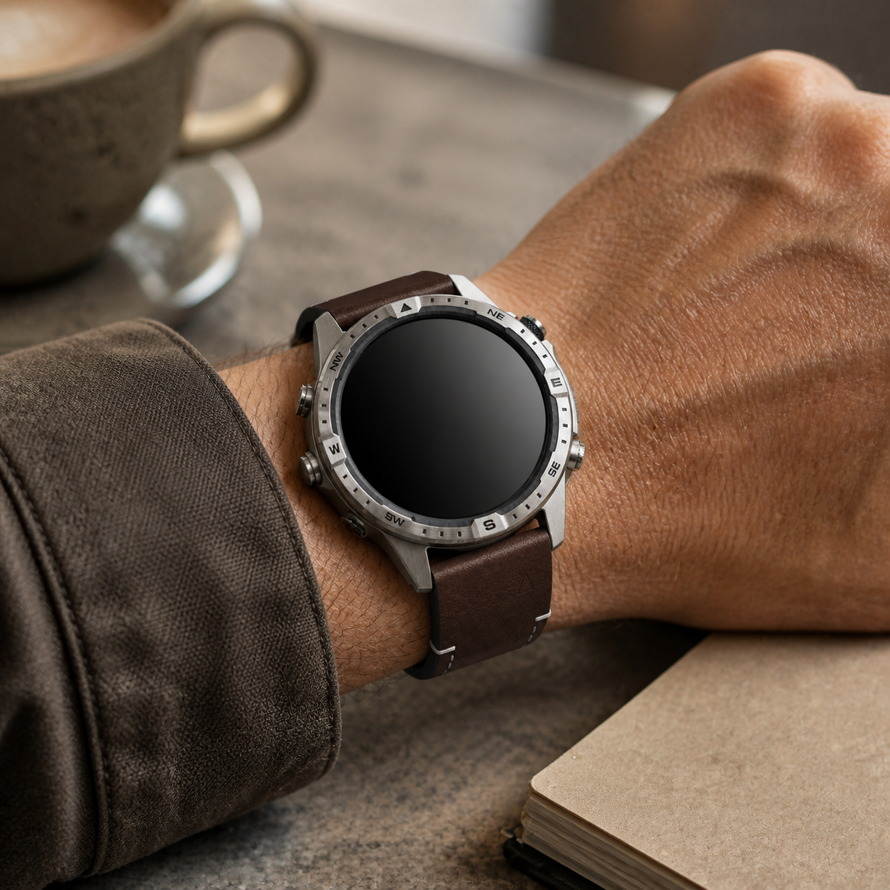 Image of Alder — Bracelet en cuir véritable — Garmin QuickFit 22