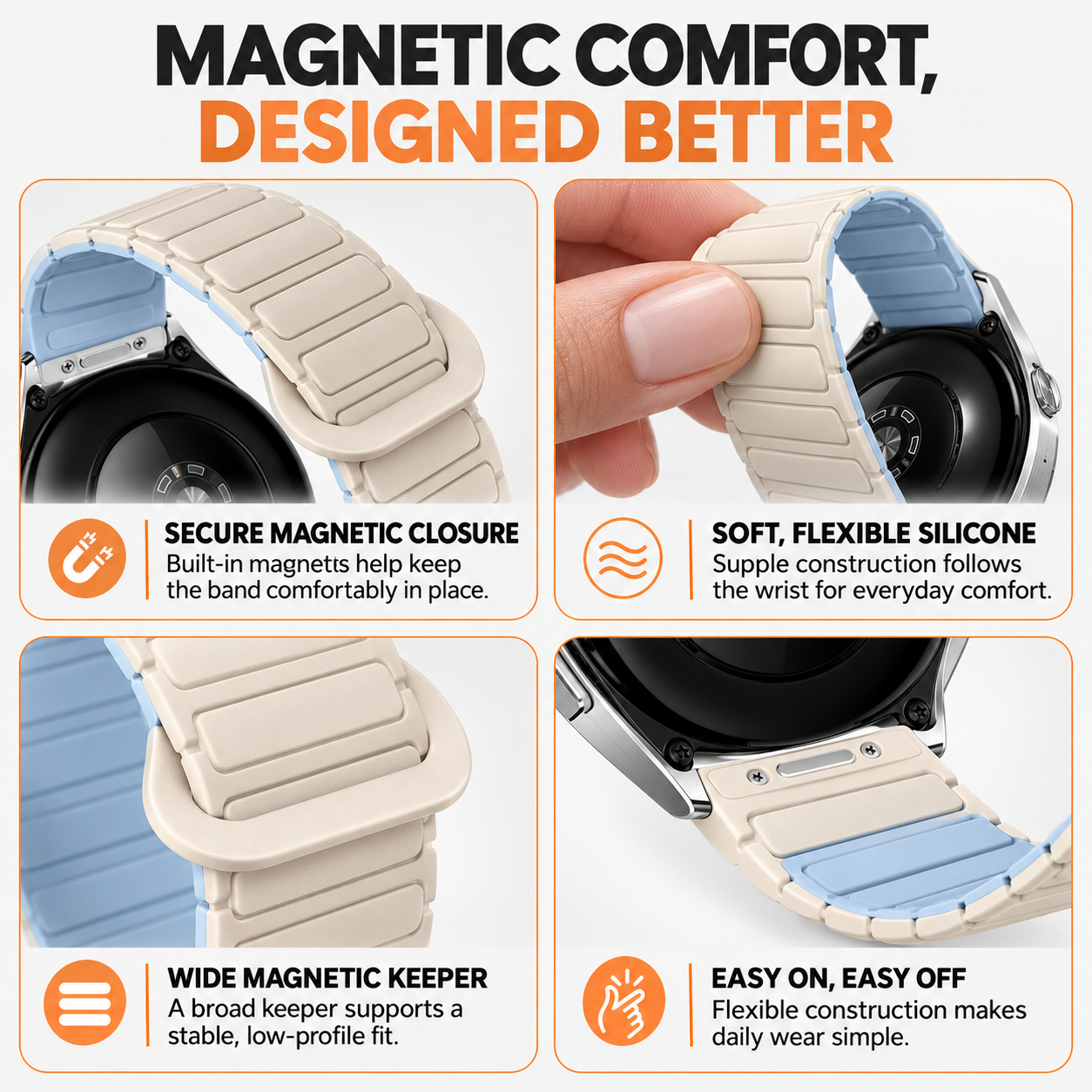 Image of Fluxa — Magnetic Silicone Sport Band — Quick Release 20mm